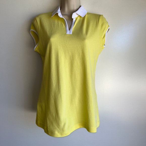 GOLFINO Tops - GOLFINO Yellow V-Neck Golf Polo Shirt Women's Size 6 ~EUC